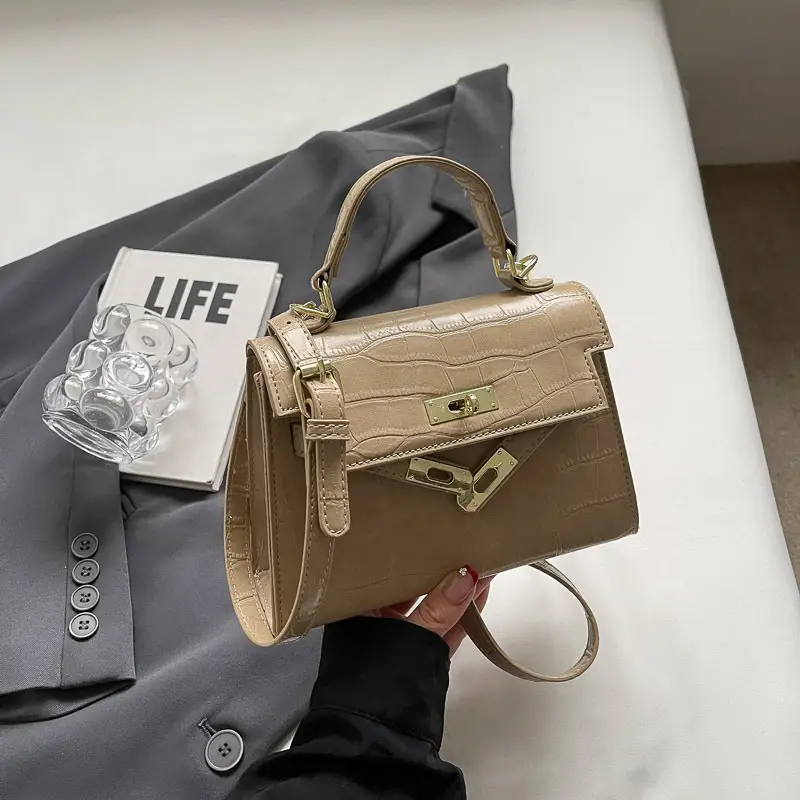 White Croc Leather Shoulder Bag for Women