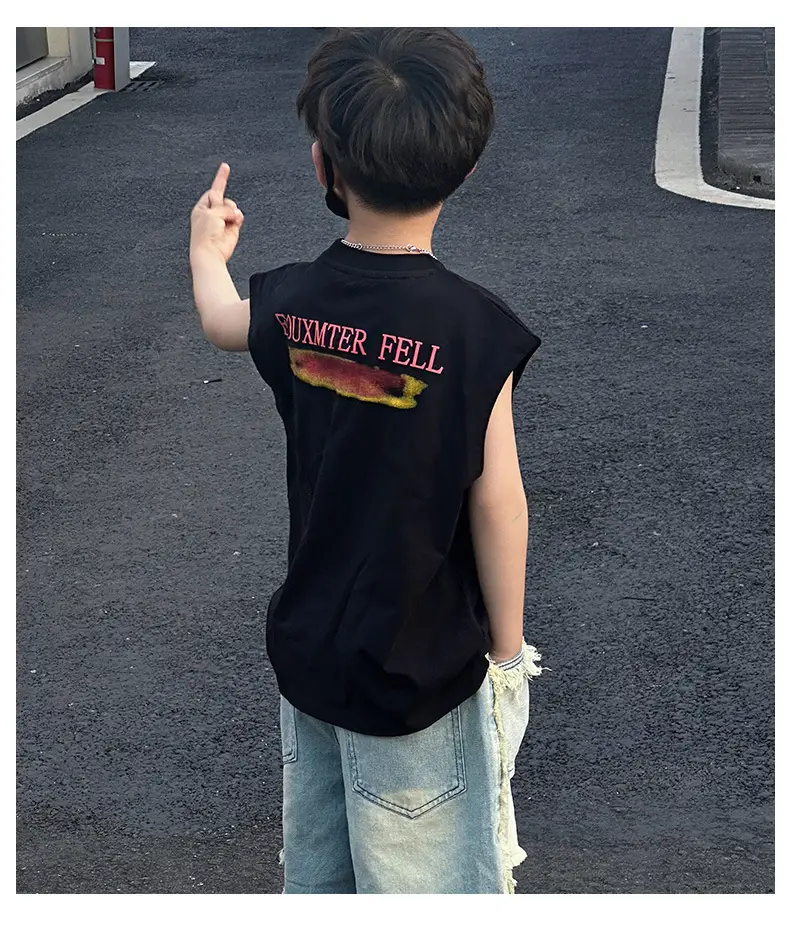 Boys Sleeveless T-Shirt Black 2025 Summer Kids — feature 10