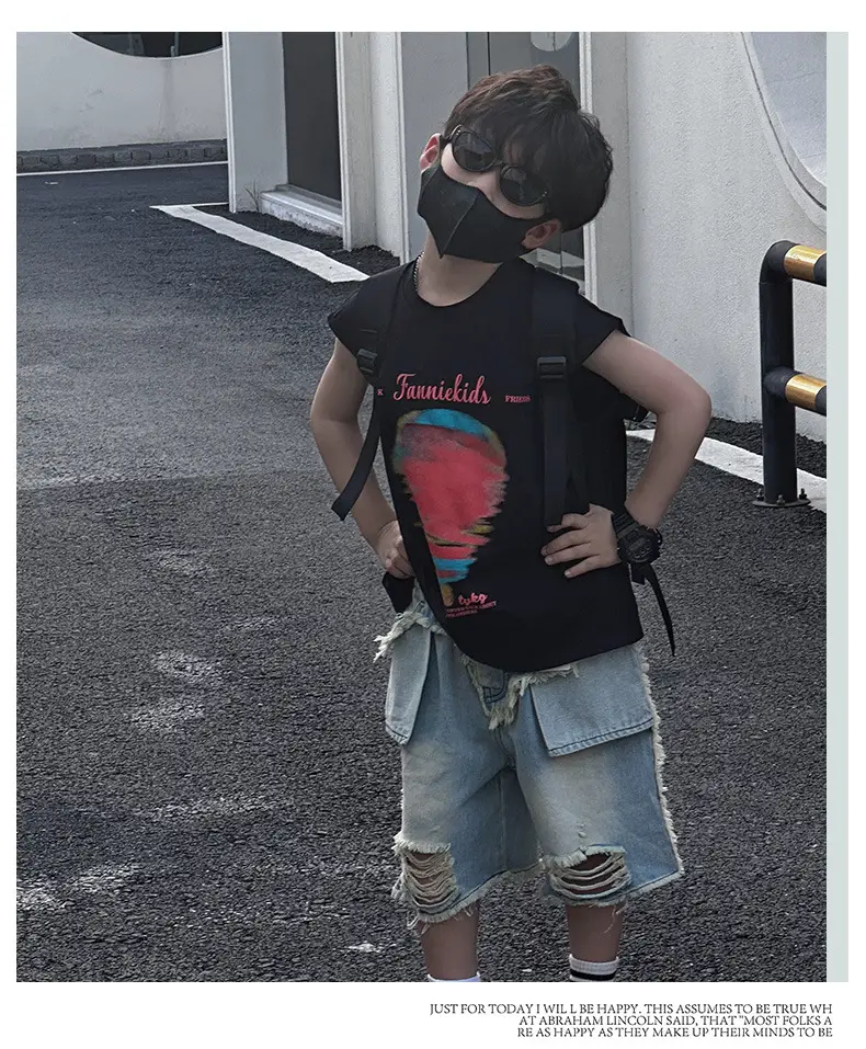 Boys Sleeveless T-Shirt Black 2025 Summer Kids — feature 11