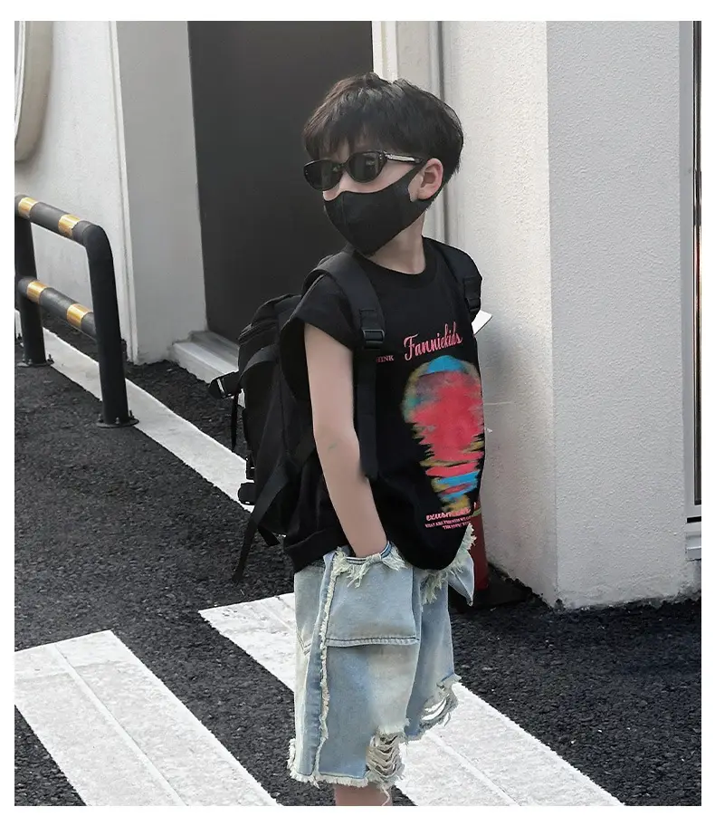 Boys Sleeveless T-Shirt Black 2025 Summer Kids — feature 14