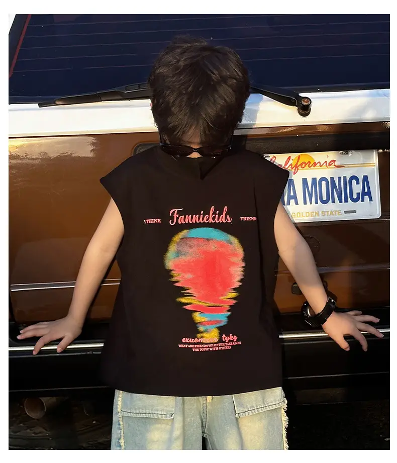Boys Sleeveless T-Shirt Black 2025 Summer Kids — feature 15