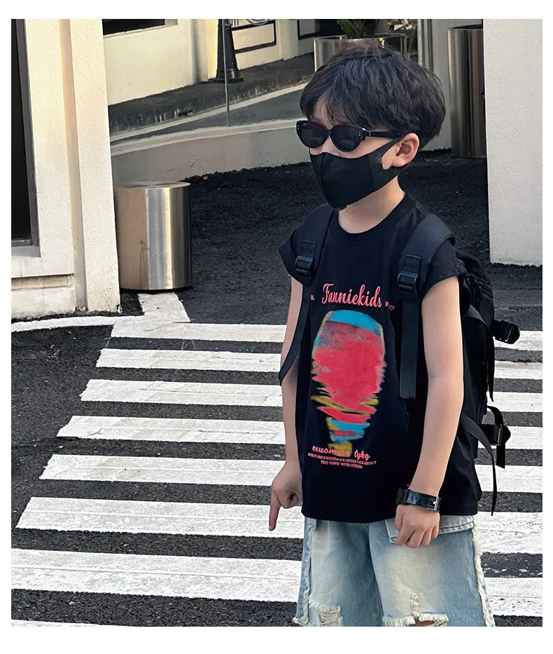 Boys Sleeveless T-Shirt Black 2025 Summer Kids — feature 16