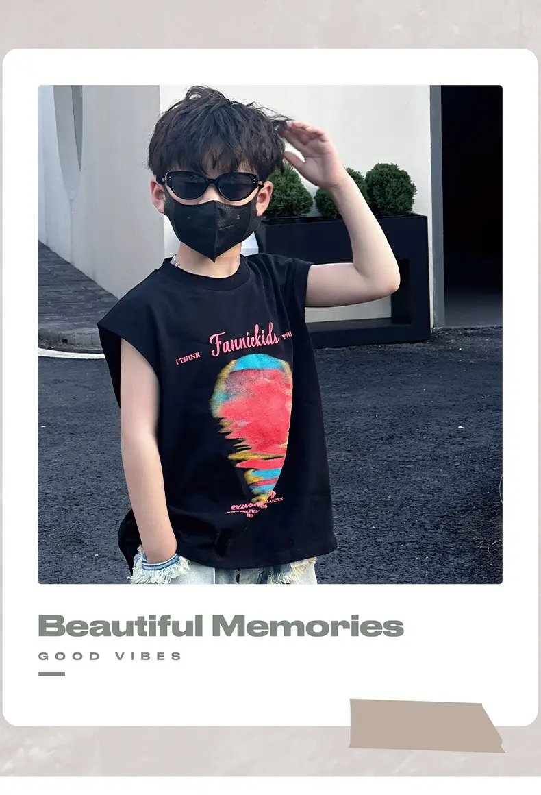 Boys Sleeveless T-Shirt Black 2025 Summer Kids — feature 2