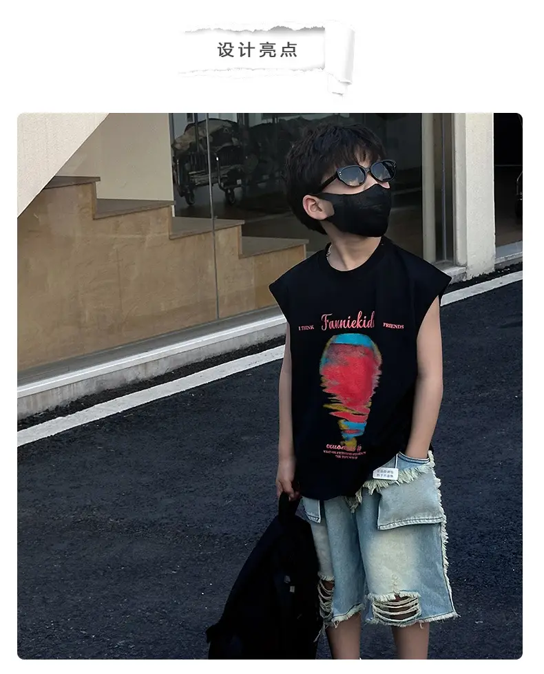 Boys Sleeveless T-Shirt Black 2025 Summer Kids — feature 6