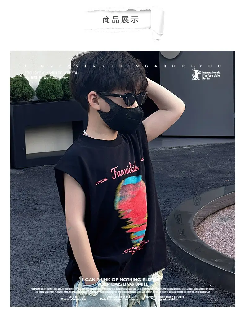 Boys Sleeveless T-Shirt Black 2025 Summer Kids — feature 7