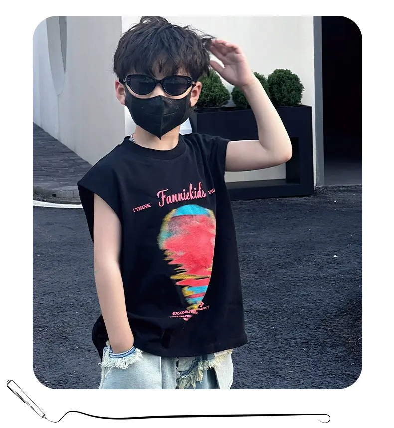Boys Sleeveless T-Shirt Black 2025 Summer Kids — feature 8