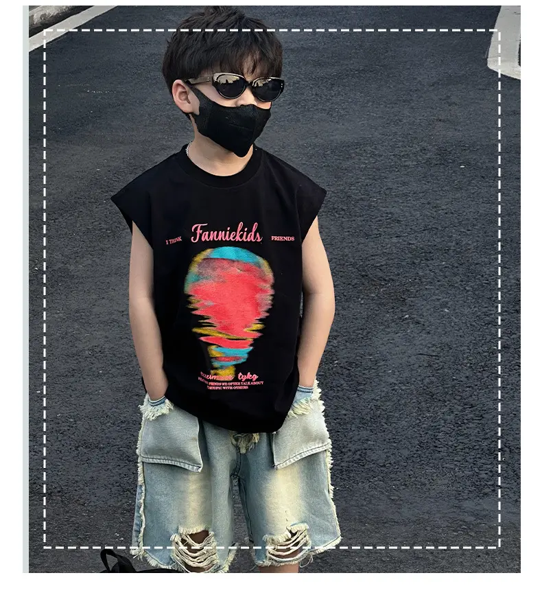 Boys Sleeveless T-Shirt Black 2025 Summer Kids — feature 9