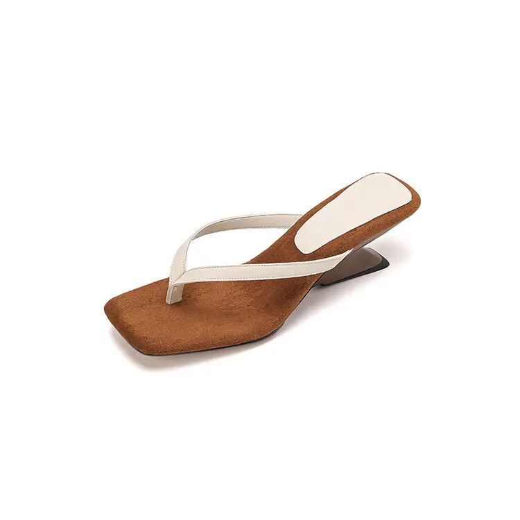 New Style Simple Color-matching Wedge Flip-flops Women's Summer Fashionable Outer Wearing Mid-heel Sandals - Image 7