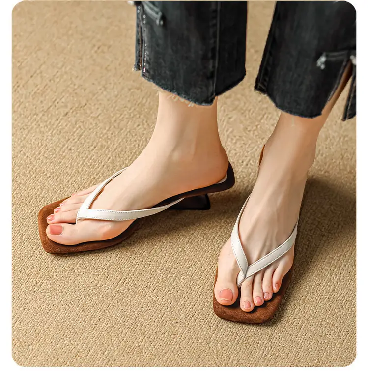 New Style Simple Color-matching Wedge Flip-flops Women's Summer Fashionable Outer Wearing Mid-heel Sandals — feature 10