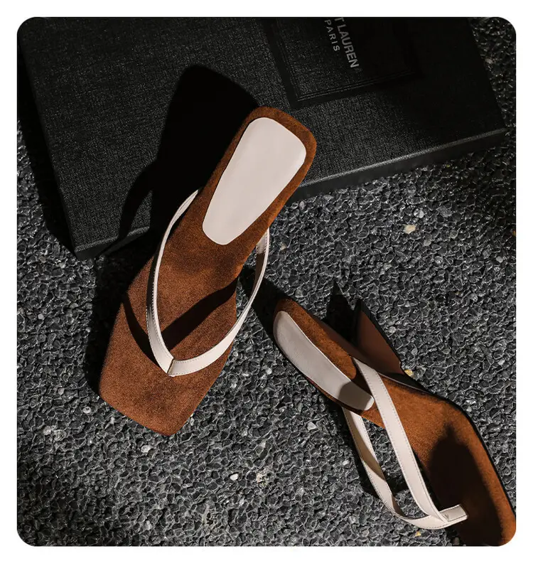 New Style Simple Color-matching Wedge Flip-flops Women's Summer Fashionable Outer Wearing Mid-heel Sandals — feature 14