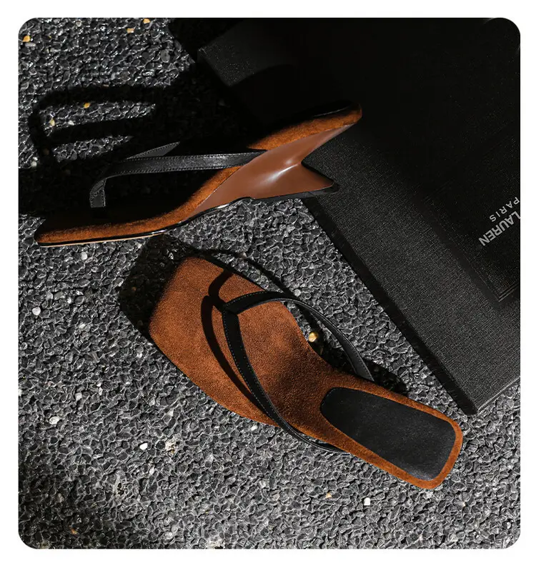 New Style Simple Color-matching Wedge Flip-flops Women's Summer Fashionable Outer Wearing Mid-heel Sandals — feature 16