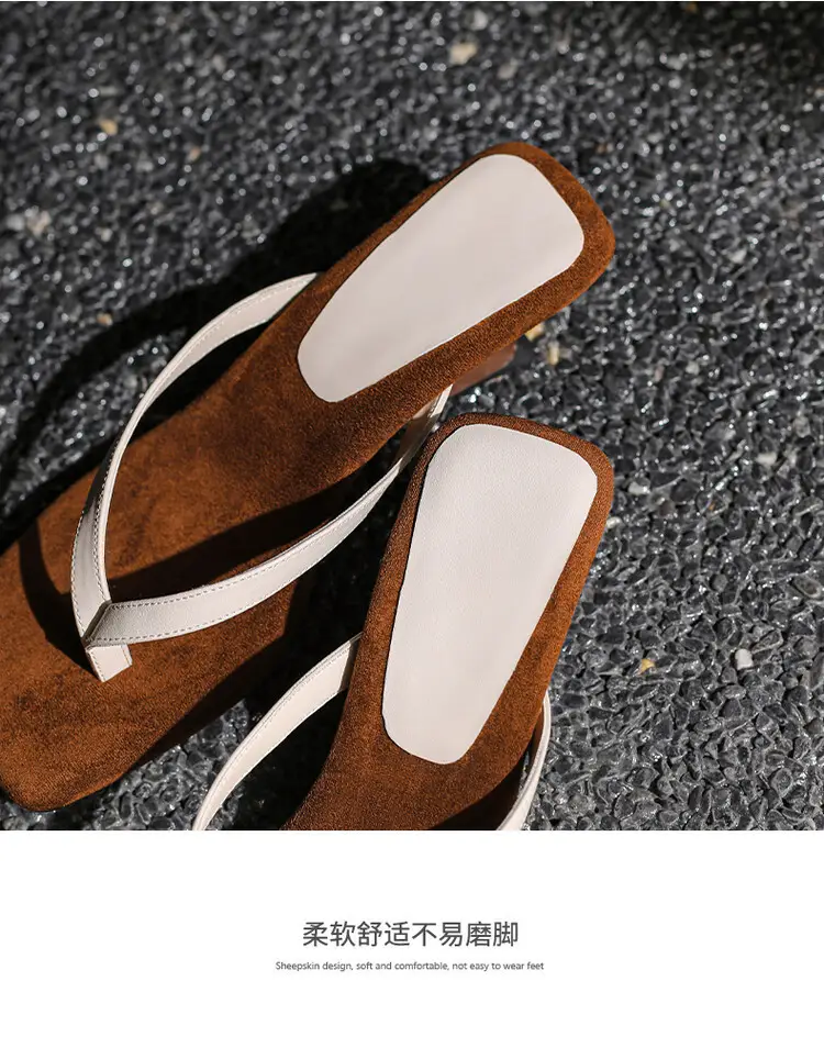 New Style Simple Color-matching Wedge Flip-flops Women's Summer Fashionable Outer Wearing Mid-heel Sandals — feature 19
