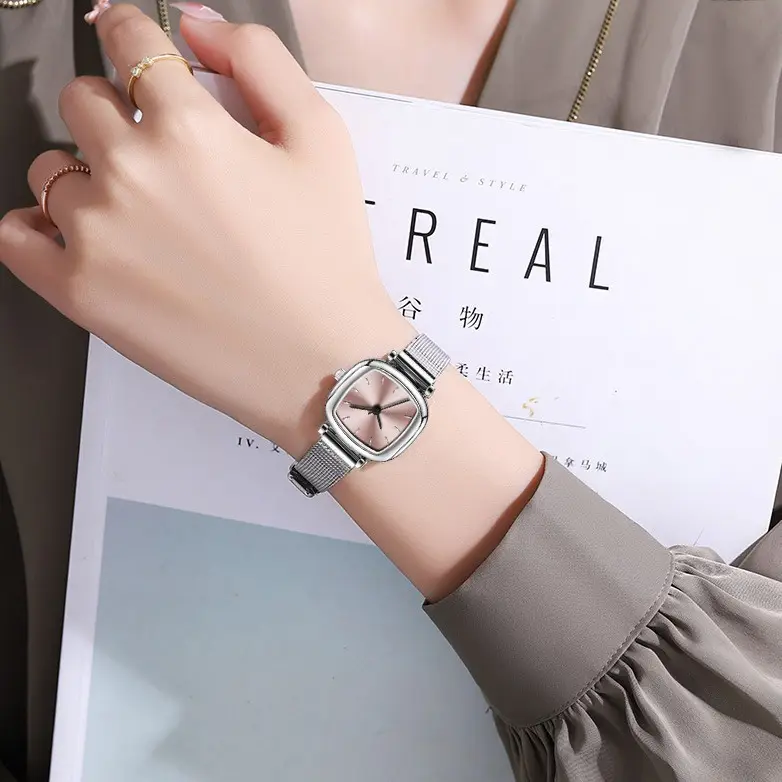 Women's Roman Style Mesh Belt Watch with Square Face