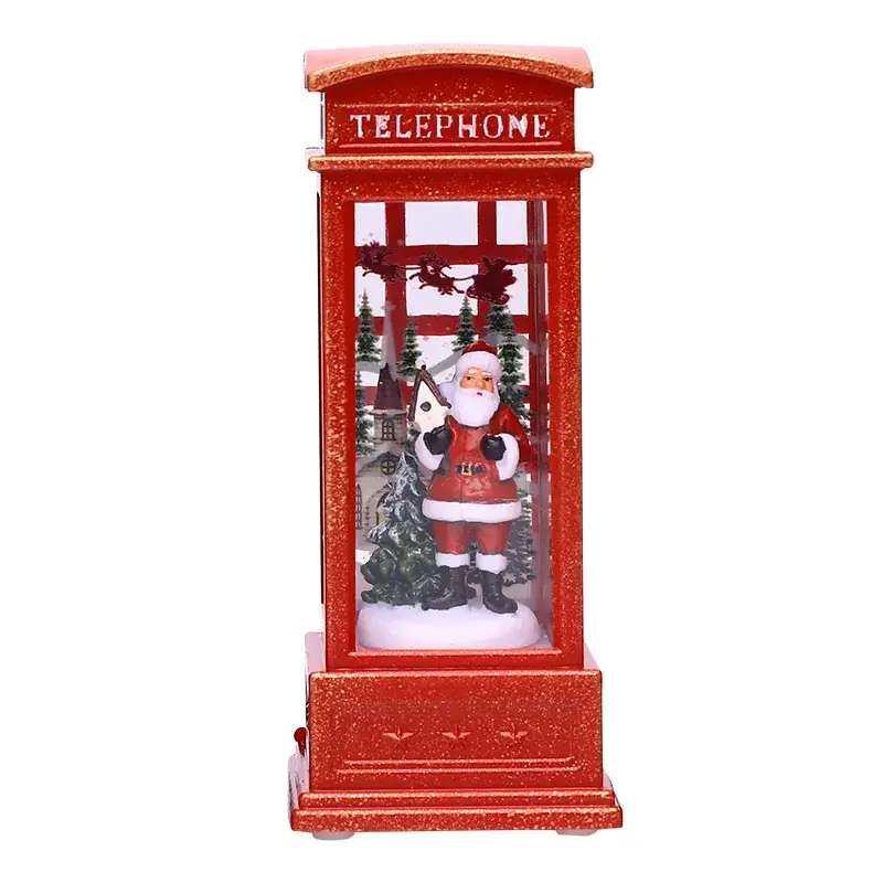 Christmas LED Telephone Booth Lamp Set Red Winter Decor - Image 3