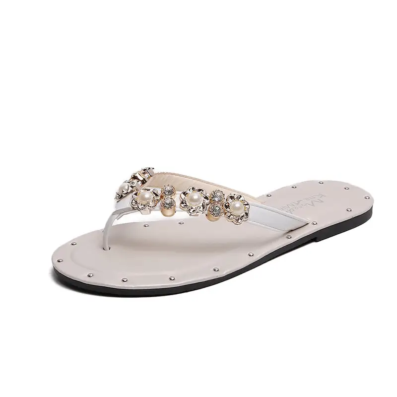 Black Rhinestone Flip Flops for Women 2024