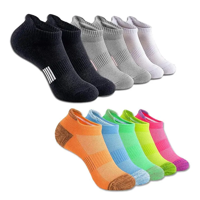 Summer Thin Mesh Large Size Boat Socks for Women, Sports Running Socks for Men, Breathable Sweat-Absorbing Short Socks, Anti-Odor Color-Blocked Cotton Socks