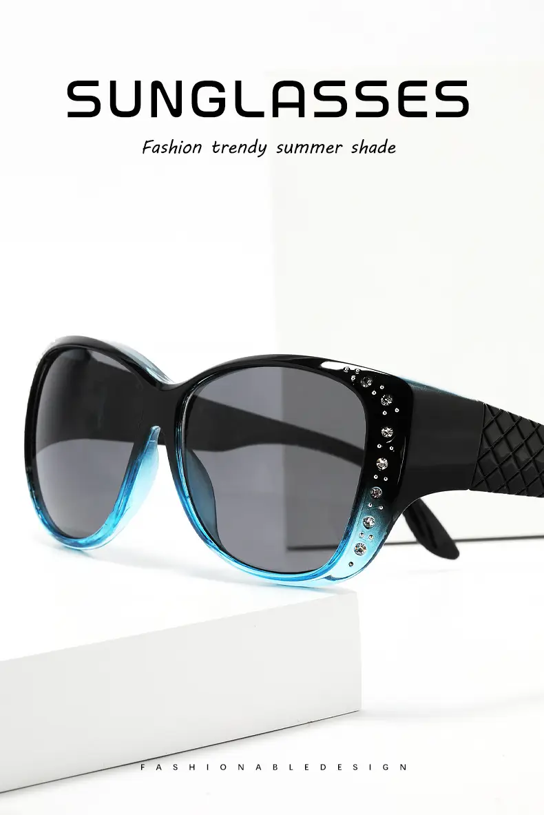 European and American New Style Sunglasses Retro Fashion Diamond-Encrusted Sunglasses Women's Trendy Big Face Display Glasses Frames Polarized Lenses — feature 1
