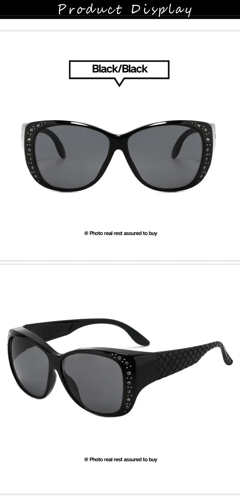 European and American New Style Sunglasses Retro Fashion Diamond-Encrusted Sunglasses Women's Trendy Big Face Display Glasses Frames Polarized Lenses — feature 10