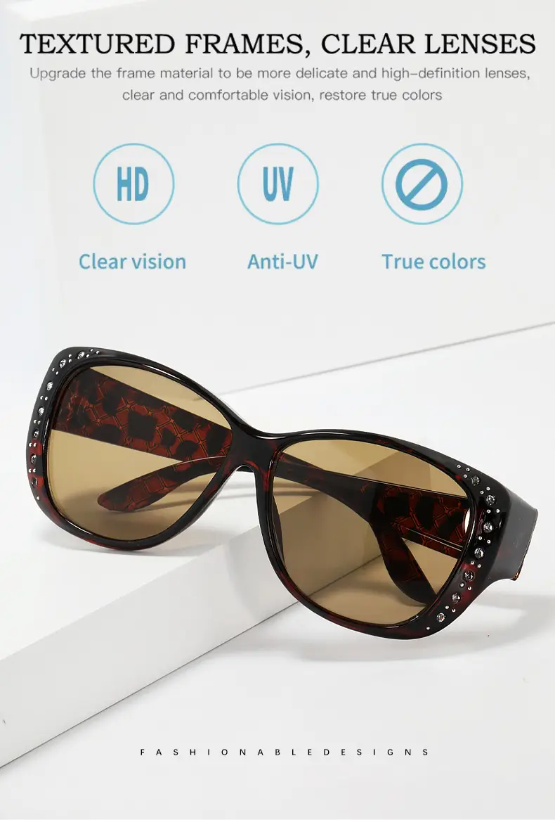 European and American New Style Sunglasses Retro Fashion Diamond-Encrusted Sunglasses Women's Trendy Big Face Display Glasses Frames Polarized Lenses — feature 2