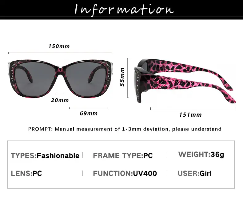 European and American New Style Sunglasses Retro Fashion Diamond-Encrusted Sunglasses Women's Trendy Big Face Display Glasses Frames Polarized Lenses — feature 8