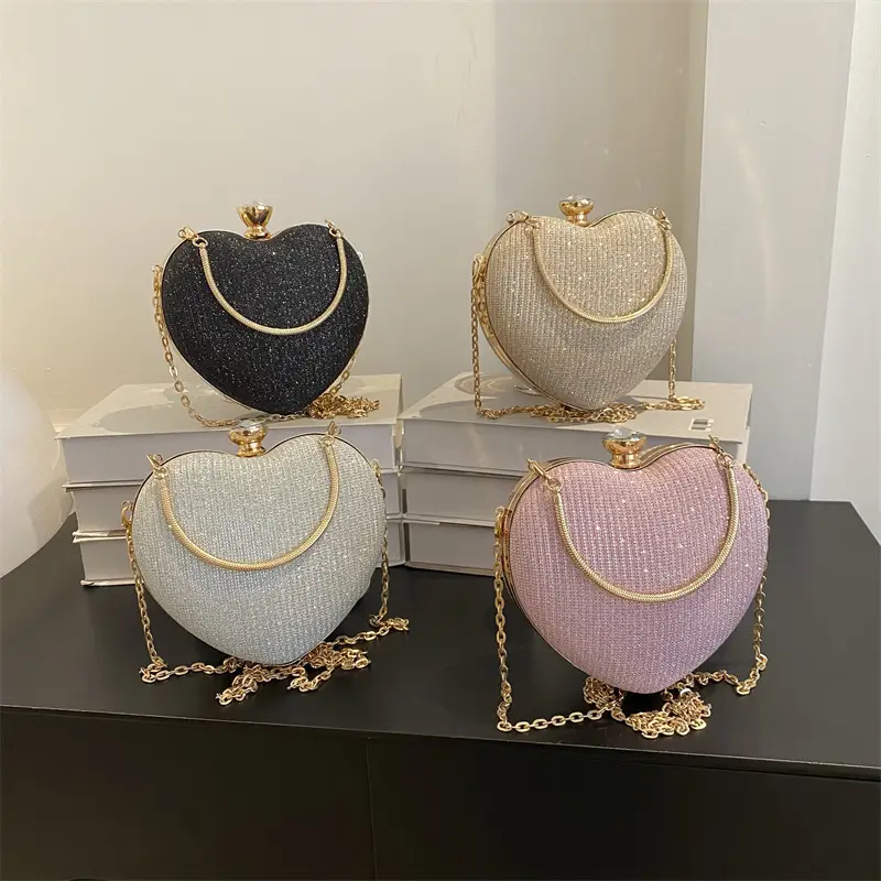 Heart-Shaped Gold Chain Women's Bags Set of 4 - Image 8