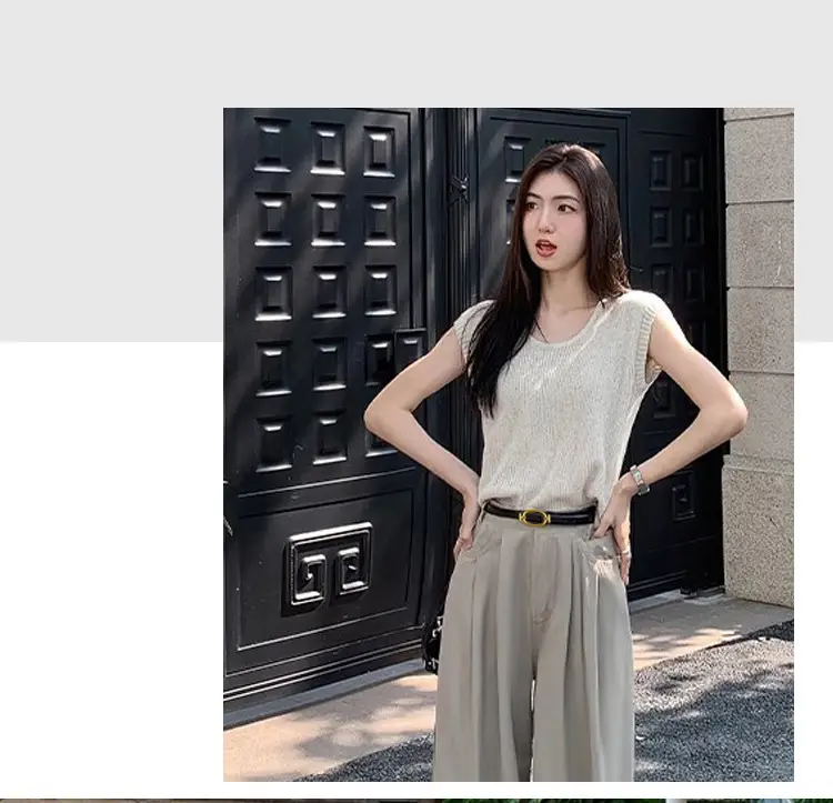 Women's Brown Leather Belt with Gold Buckle 105cm — feature 13