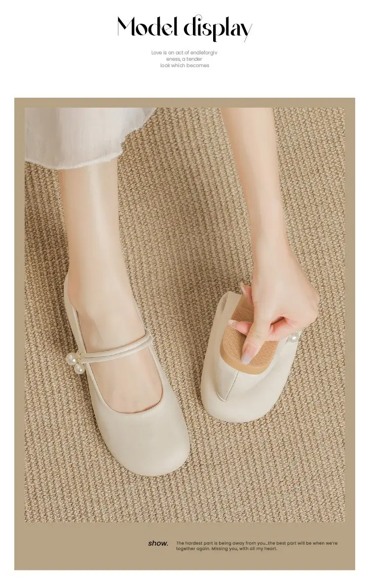 Women's Soft Leather French Mary Jane Shoes White Pearl — feature 6