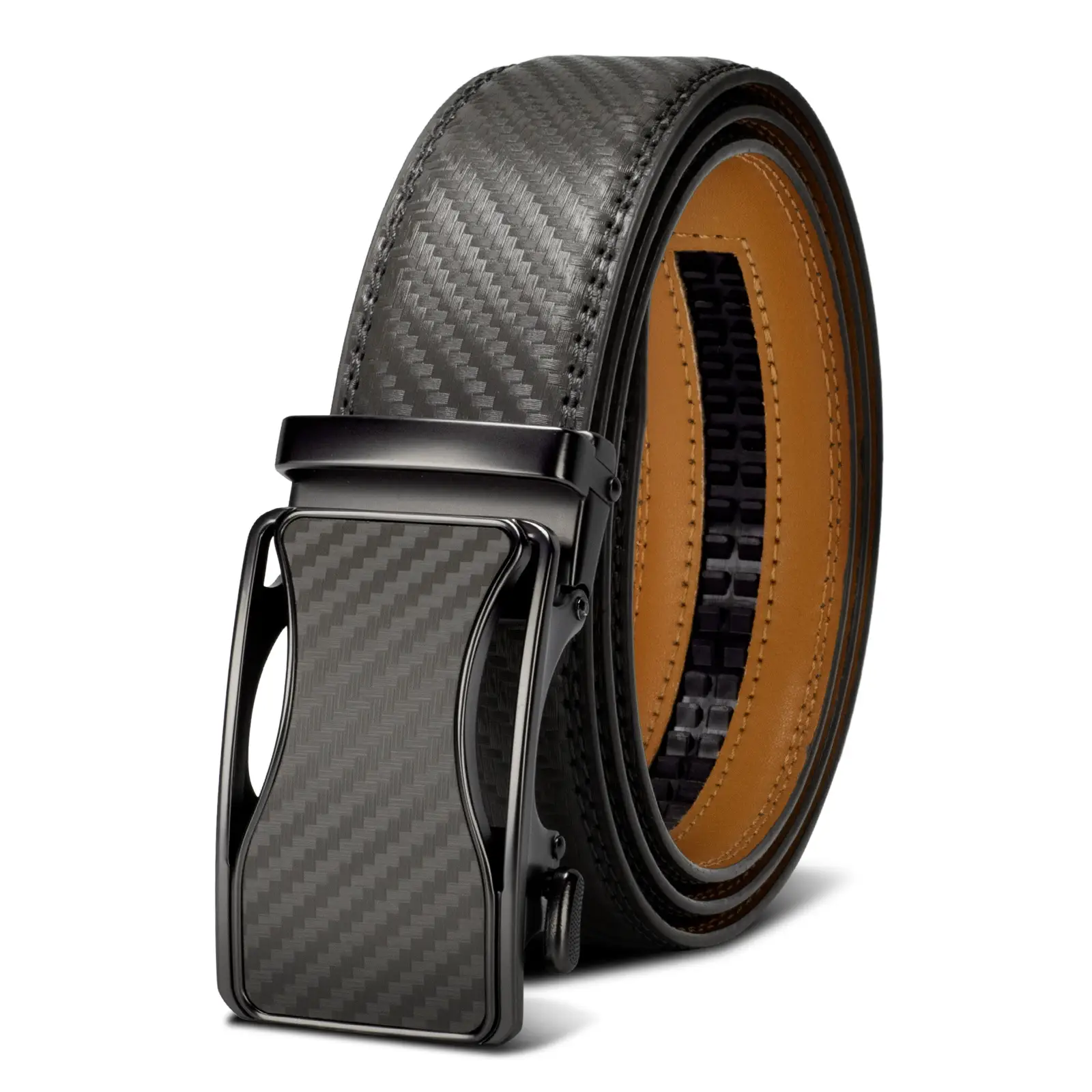 Men's Black Carbon Fiber Belt with Automatic Buckle - Image 2