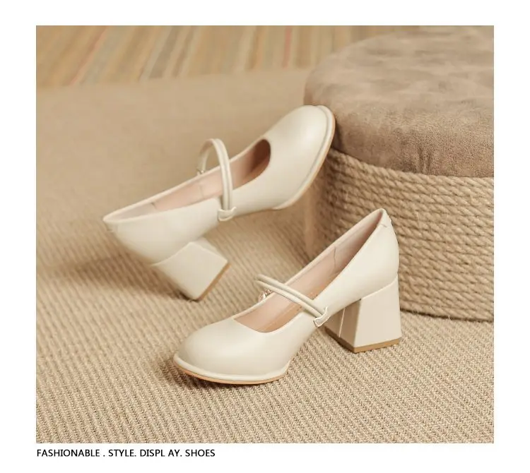 Women French Soft Leather Mary Jane Heels White 2024 — feature 13