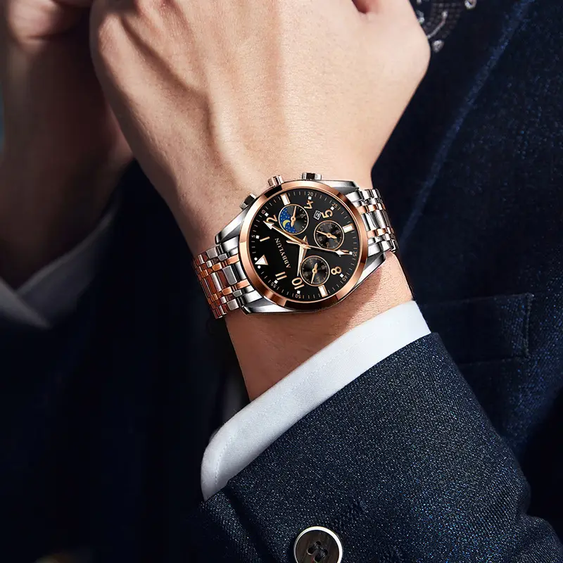 Abbylun Men's Chronograph Watch with Calendar & Leather Strap - Image 7