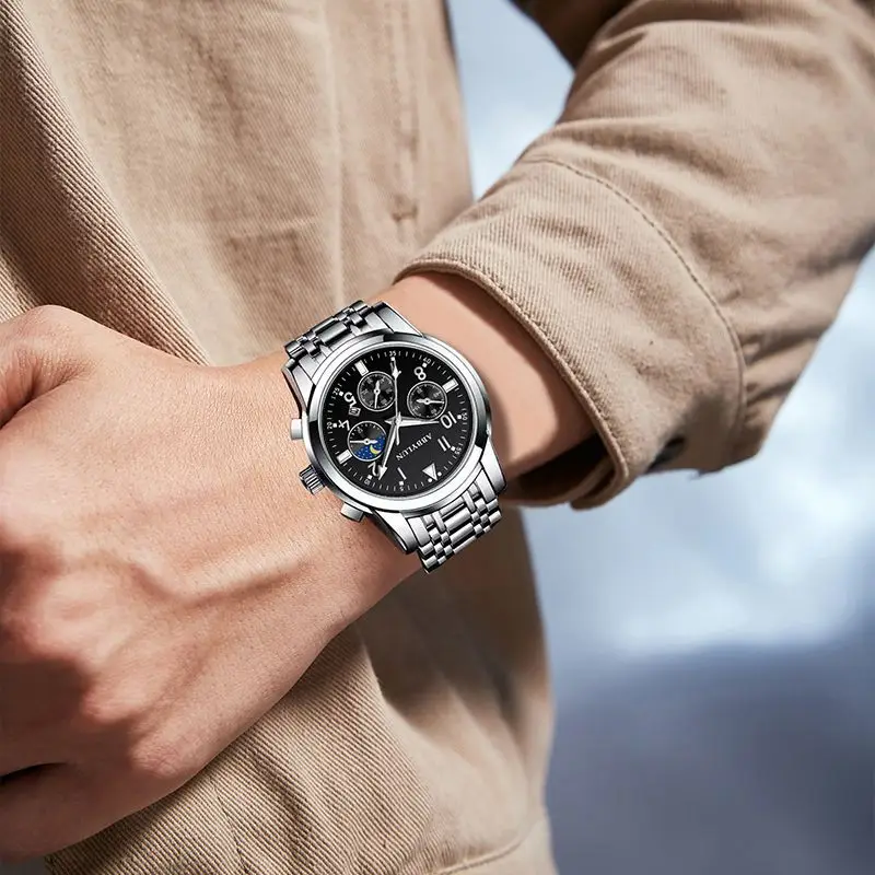 Abbylun Men's Chronograph Watch with Calendar & Leather Strap - Image 8