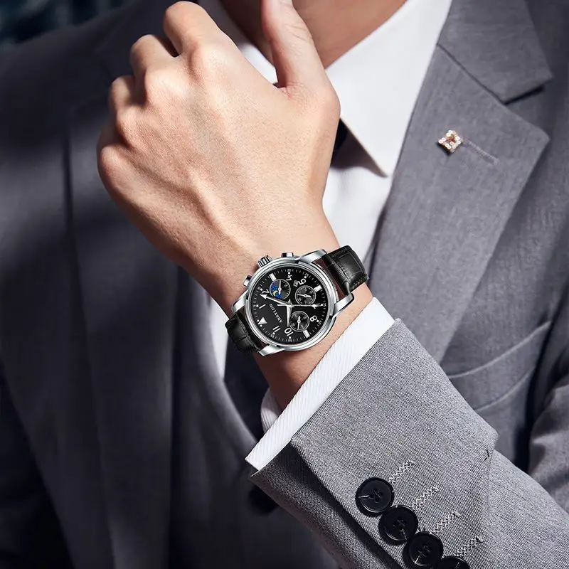 Abbylun Men's Chronograph Watch with Calendar & Leather Strap - Image 10