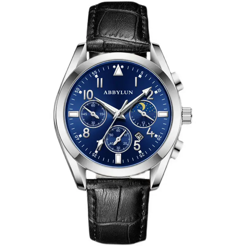 Abbylun Men's Chronograph Watch with Calendar & Leather Strap - Image 11