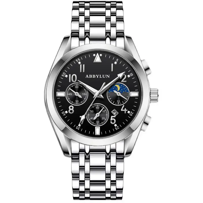 Abbylun Men's Chronograph Watch with Calendar & Leather Strap - Image 2