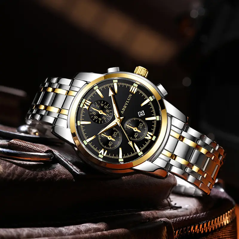 Abbylun Men's Quartz Waterproof Luminous Watch Silver Gold - Image 7
