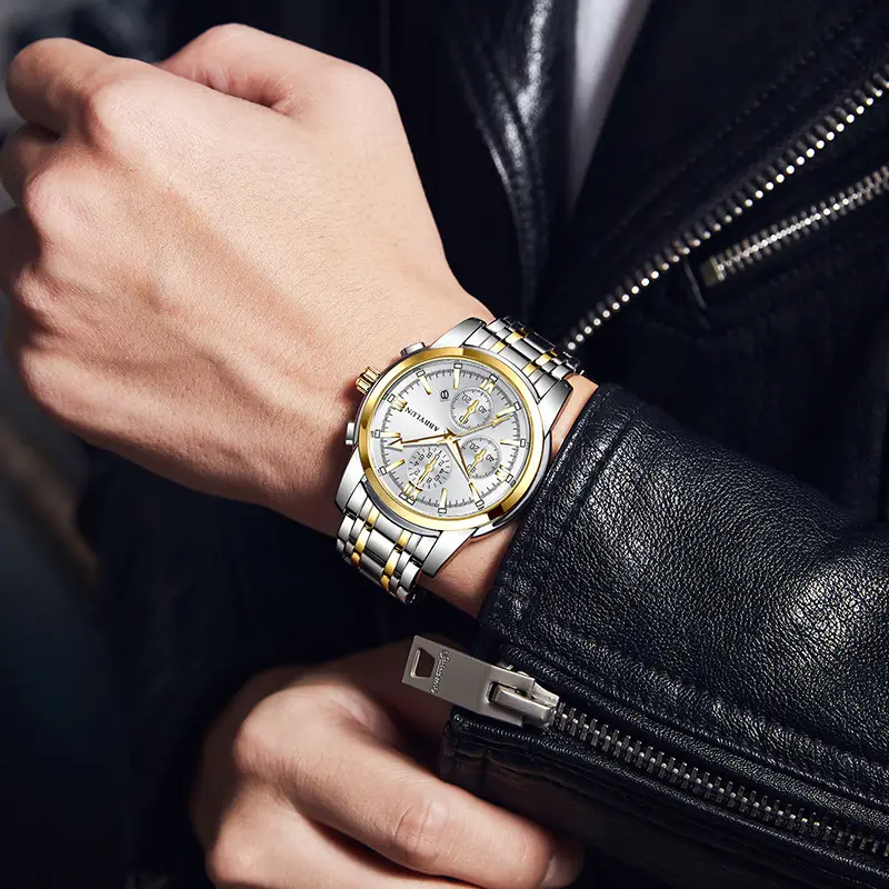 Abbylun Men's Quartz Waterproof Luminous Watch Silver Gold - Image 8
