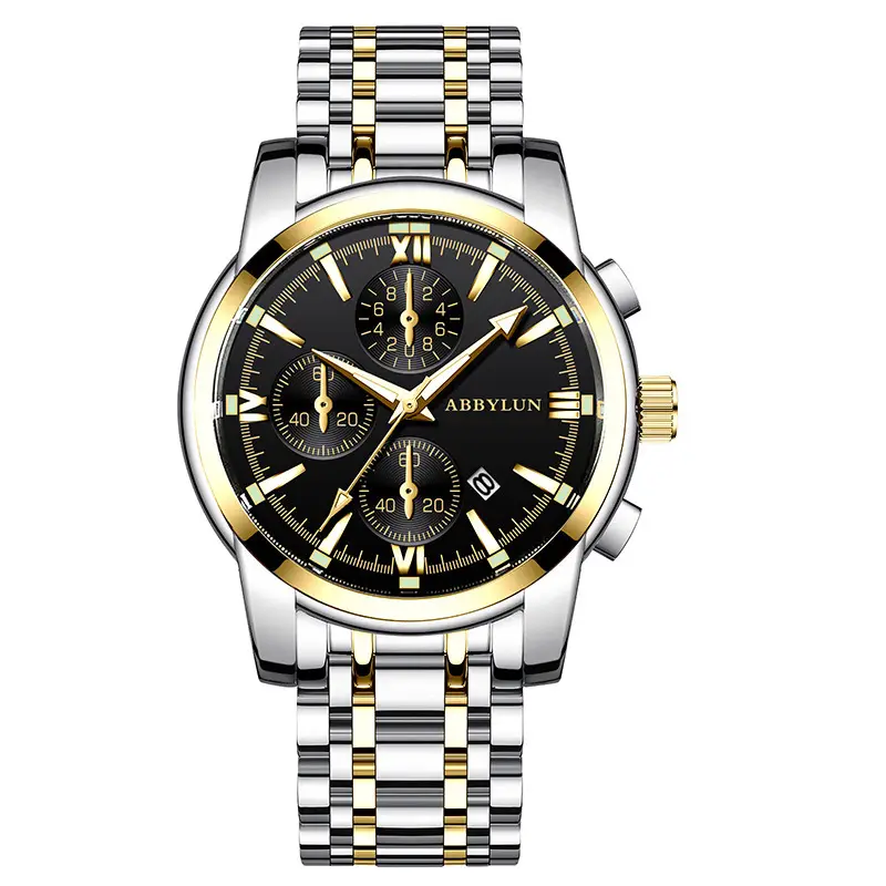 Abbylun Men's Quartz Waterproof Luminous Watch Silver Gold - Image 9