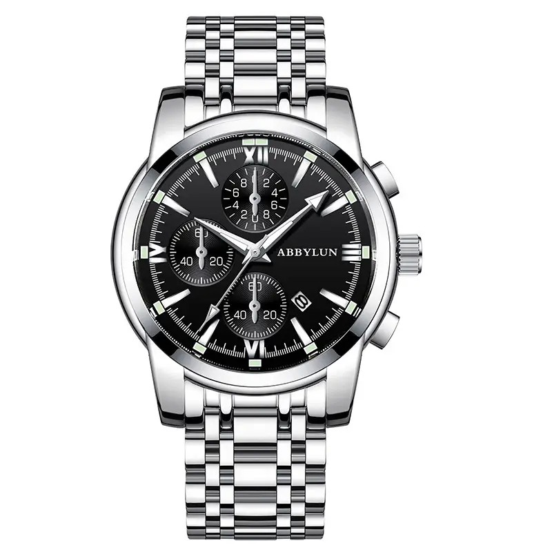 Abbylun Men's Quartz Waterproof Luminous Watch Silver Gold - Image 3