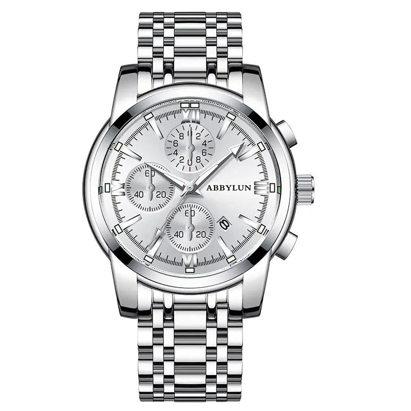 Abbylun Men's Quartz Waterproof Luminous Watch Silver Gold - Image 4