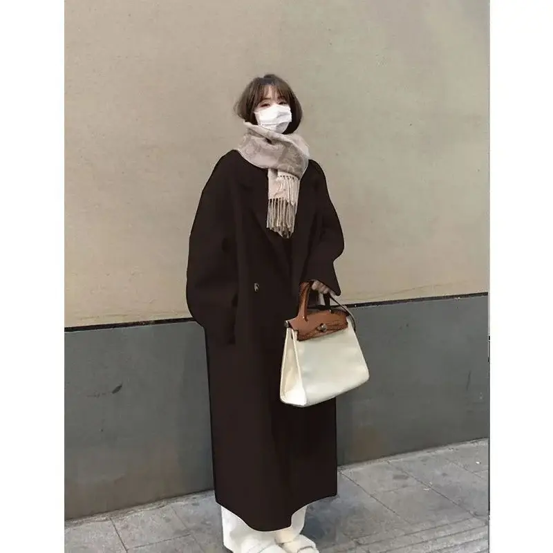 Women Woolen Outfit Cream Long Coat 2024 — feature 10