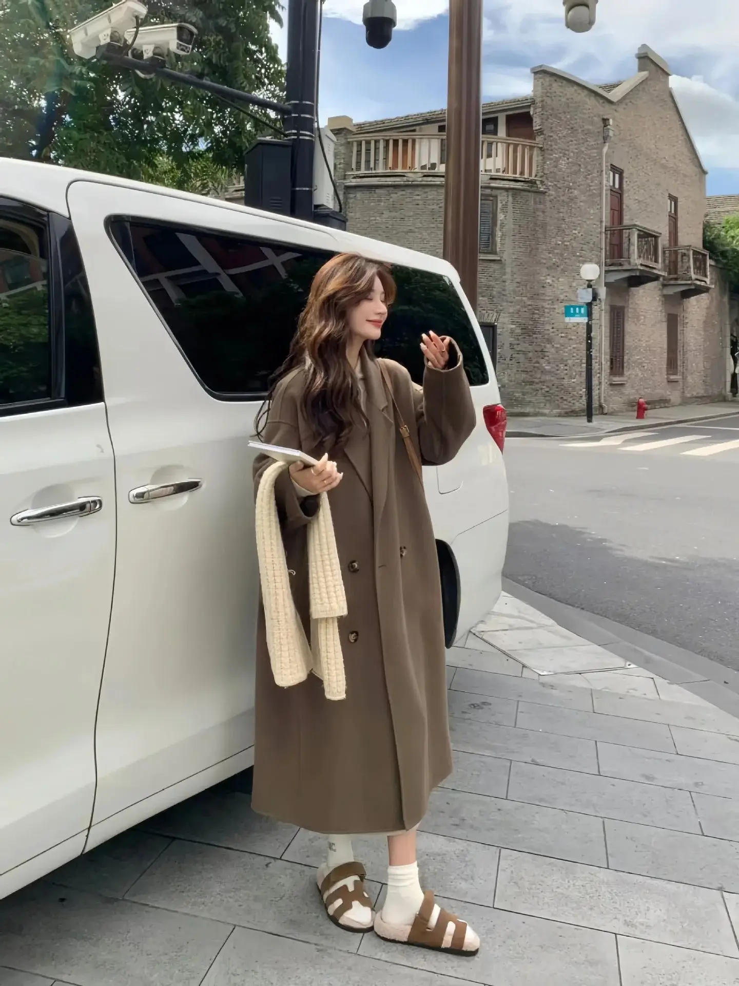 Women Woolen Outfit Cream Long Coat 2024 — feature 19