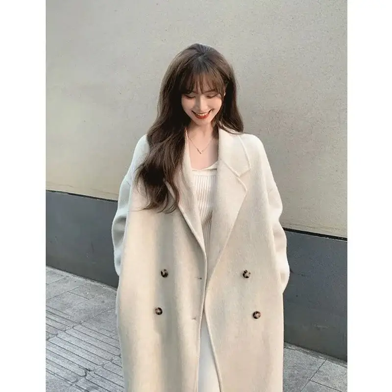 Women Woolen Outfit Cream Long Coat 2024 — feature 6