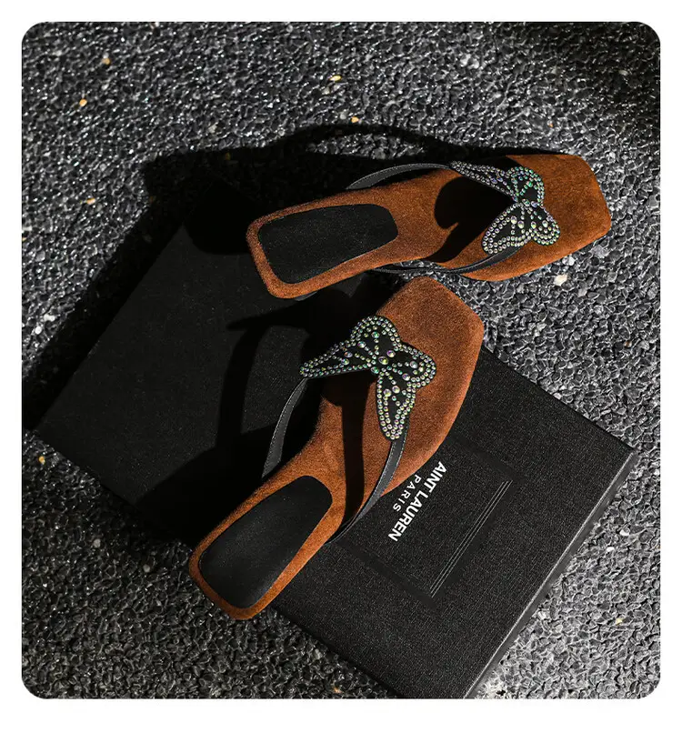 French Style Beautiful High Heel Sandals Women's Summer Outwear Fashionable Bow Rhinestone Sandals Flip Flops — feature 16