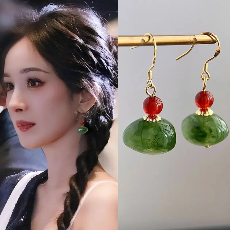 New Chinese Bamboo Leaf Tassel Earrings Women's Light Luxury