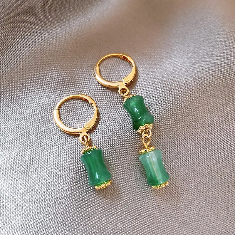 New Chinese Bamboo Leaf Tassel Earrings Women's Light Luxury