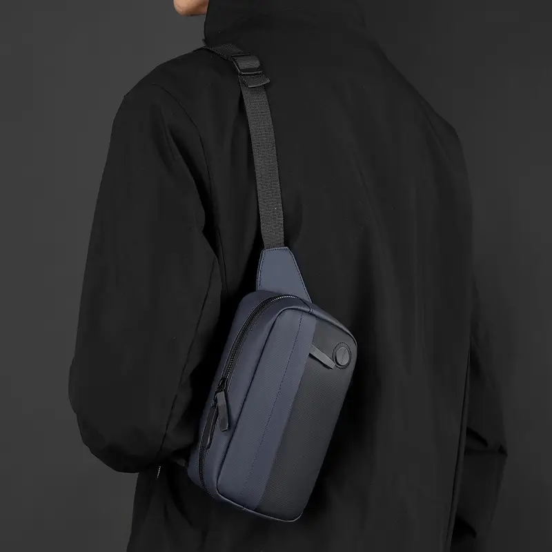 Men's Navy Blue Crossbody Chest Bag Large Capacity - Image 7