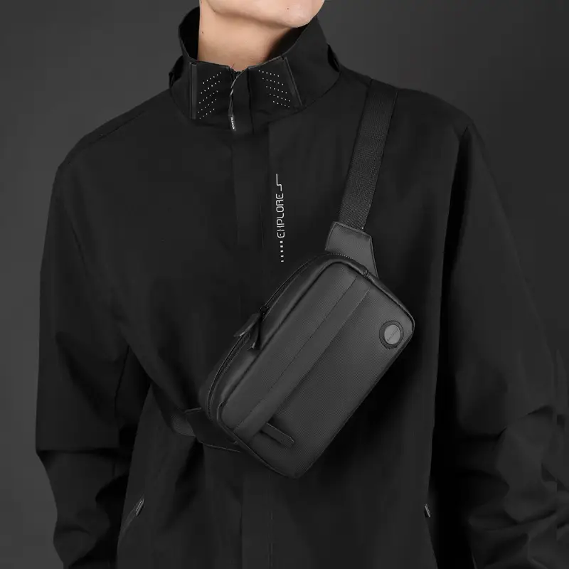 Men's Navy Blue Crossbody Chest Bag Large Capacity - Image 8