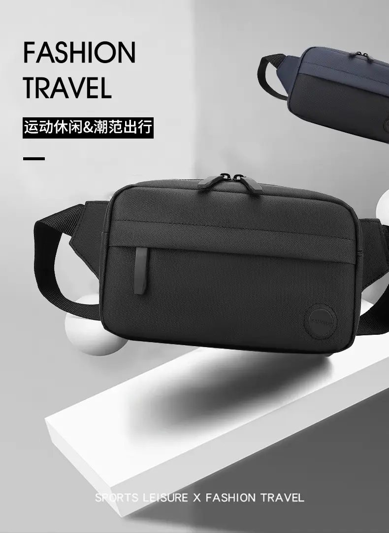 Men's Navy Blue Crossbody Chest Bag Large Capacity — feature 2
