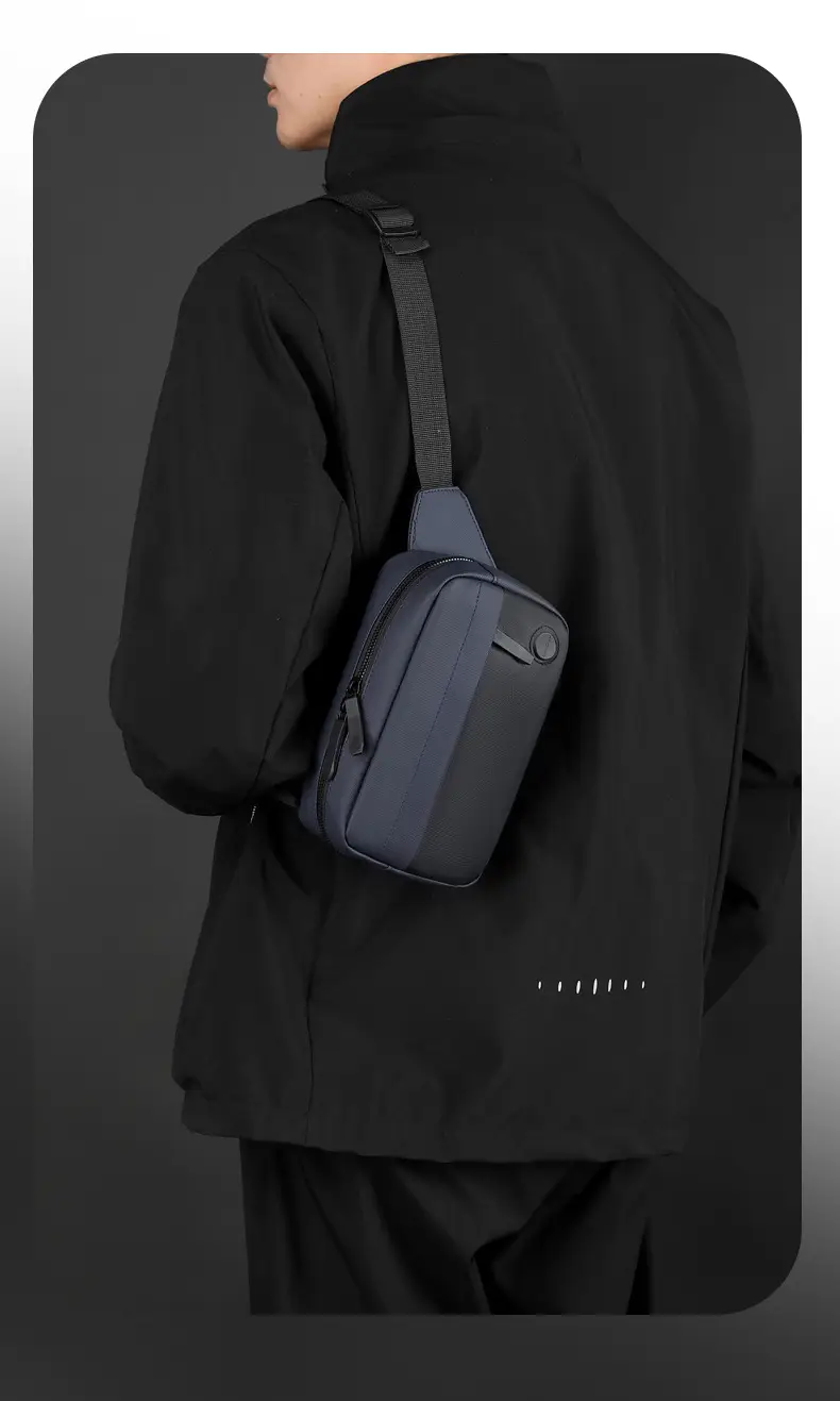 Men's Navy Blue Crossbody Chest Bag Large Capacity — feature 21