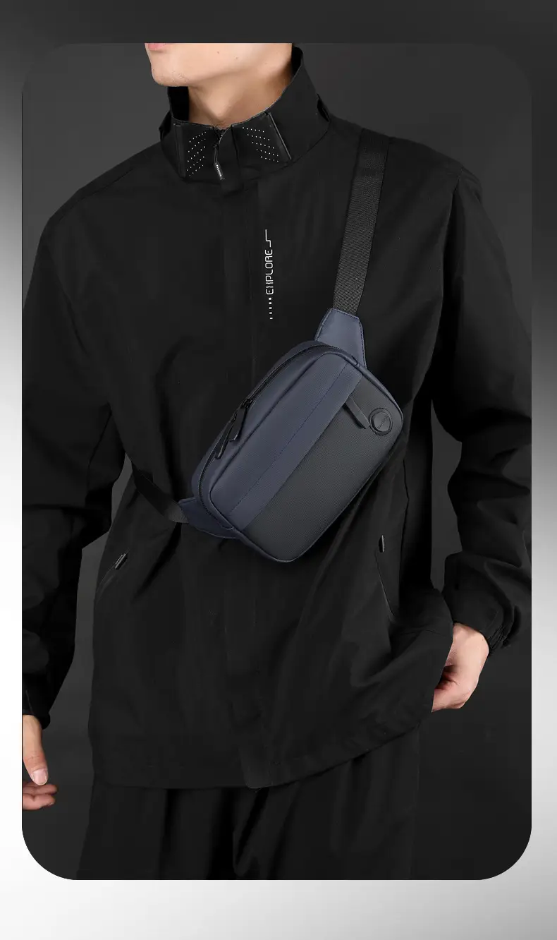 Men's Navy Blue Crossbody Chest Bag Large Capacity — feature 22